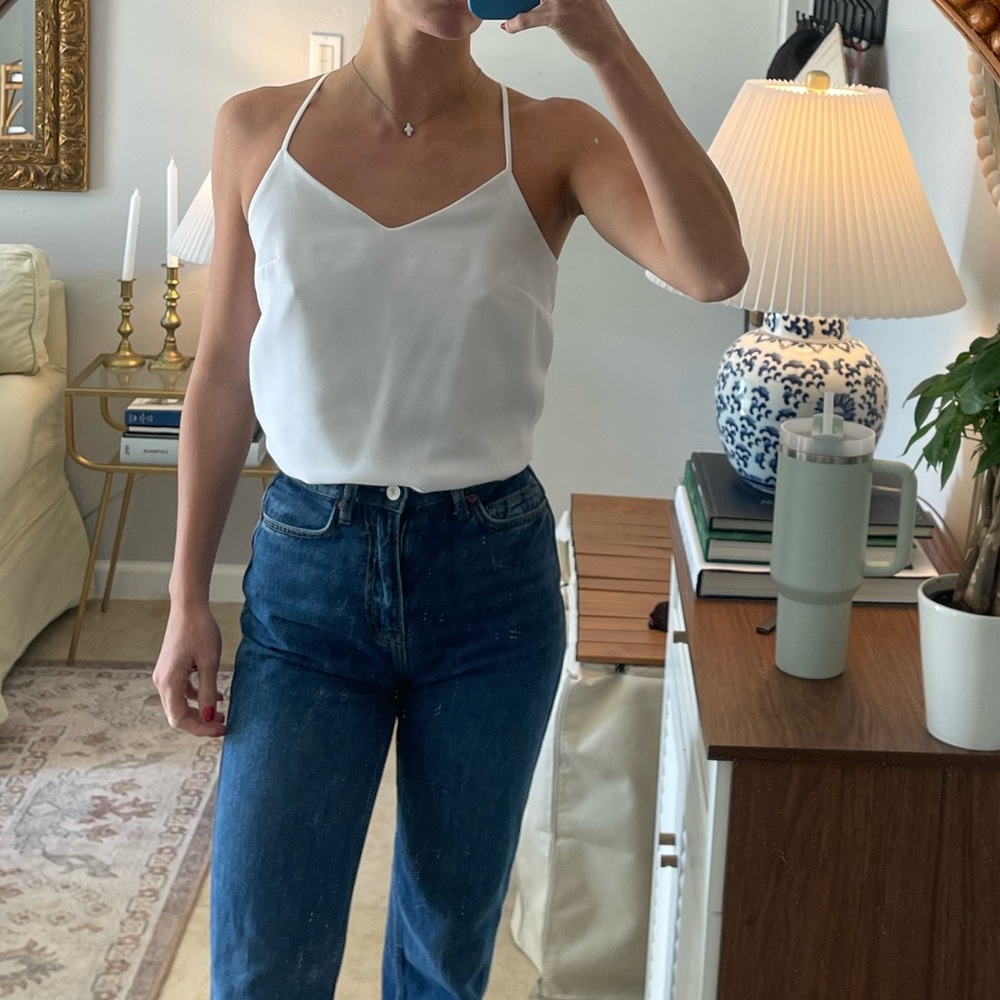 Banana republic strappy white racer back tank top size xxs